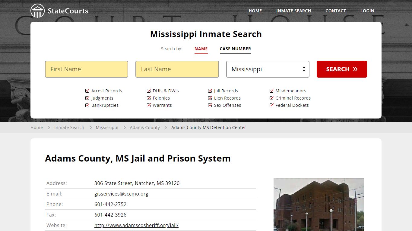 Adams County MS Detention Center Inmate Records Search, Mississippi ...