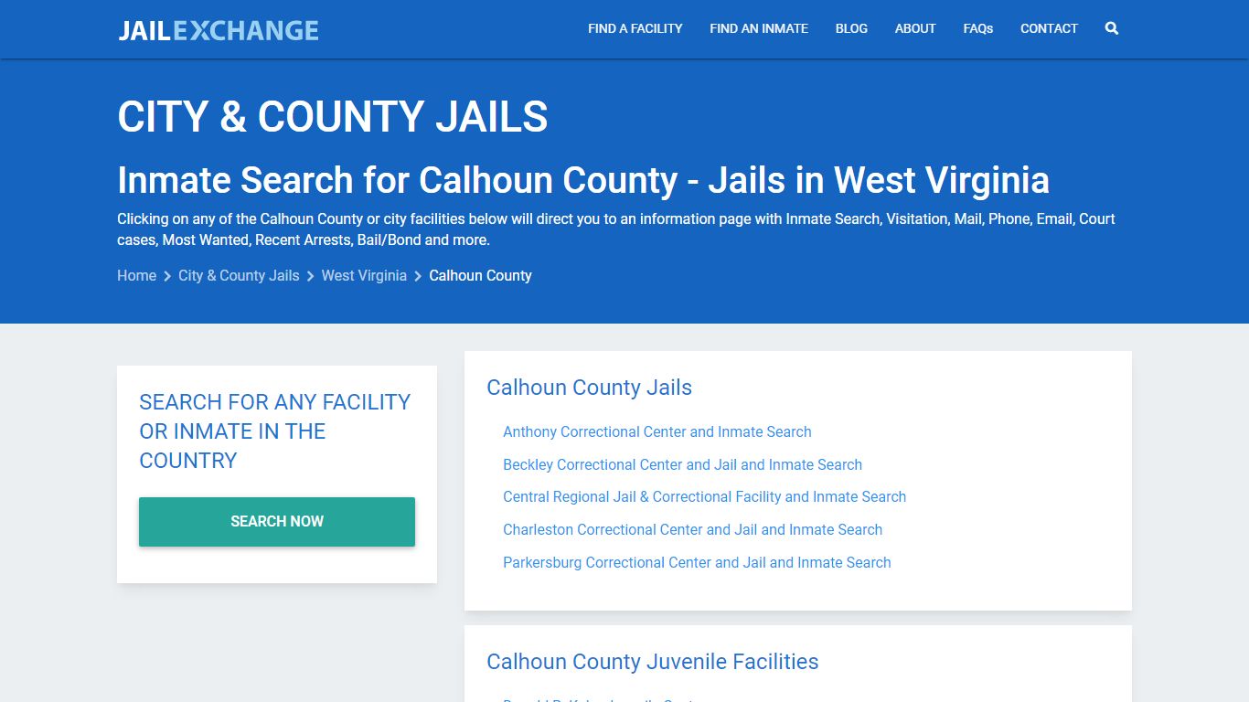 Inmate Search for Calhoun County | Jails in West Virginia - Jail Exchange