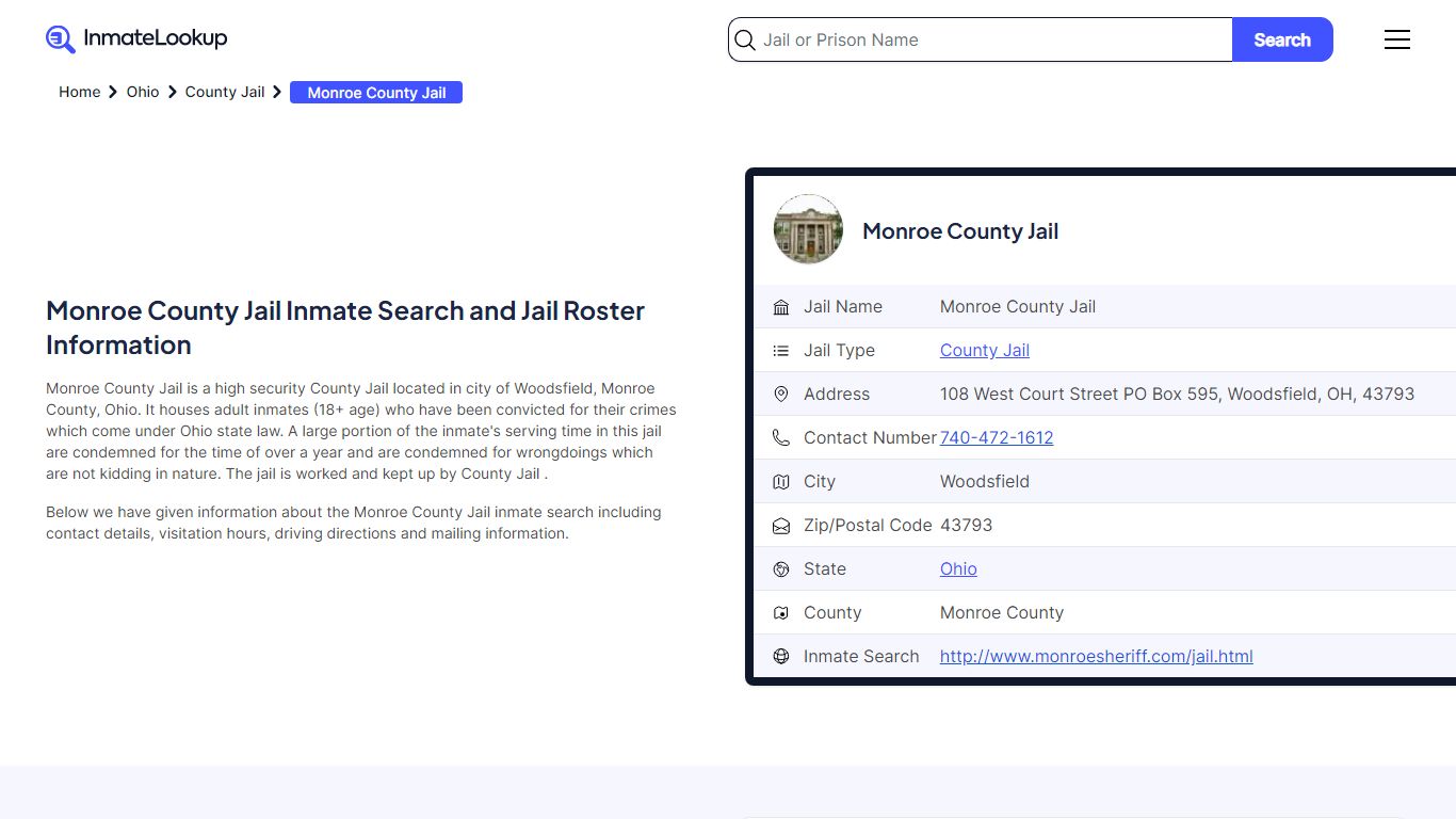 Monroe County Jail Inmate Search - Woodsfield Ohio - Inmate Lookup