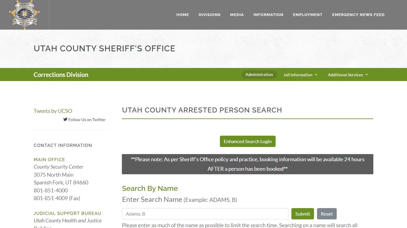 Utah County Sheriff's Office Inmate Search