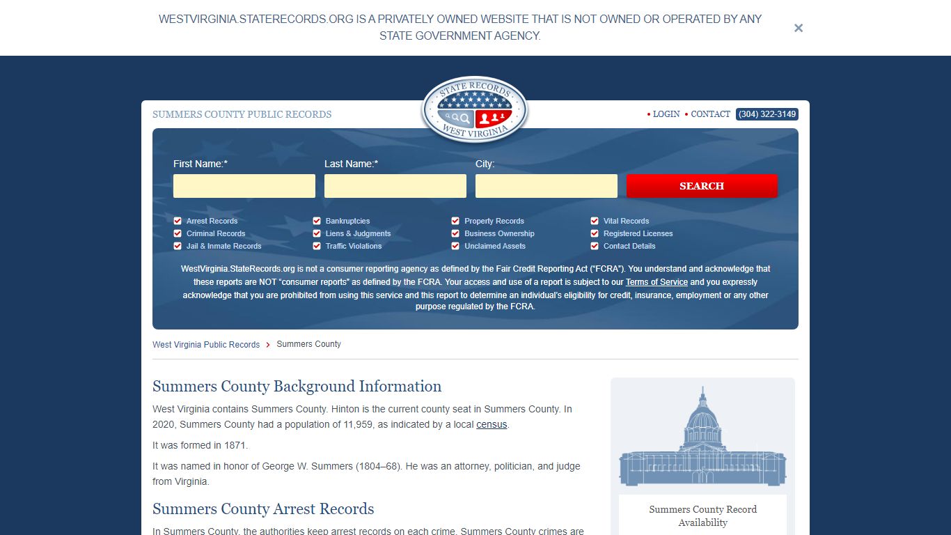 Summers County Arrest, Court, and Public Records | StateRecords.org