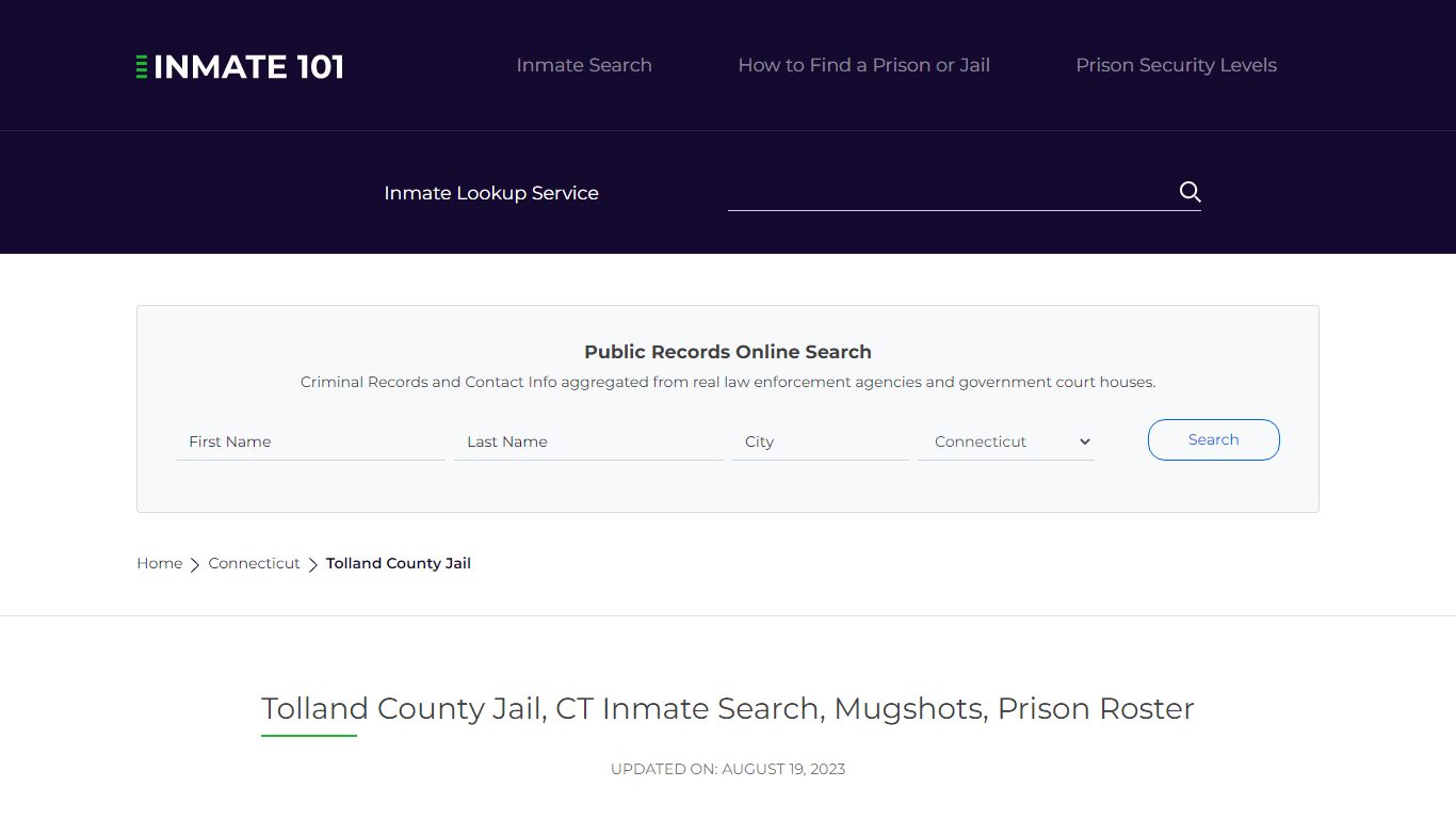 Tolland County Jail, CT Inmate Search, Mugshots, Prison Roster